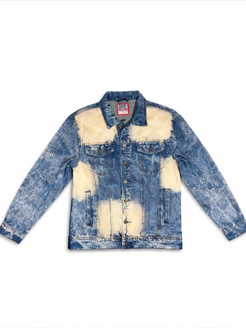 Distressed Bleach Wash Denim Jacket Women’s L Blue Trucker Grunge Streetwear